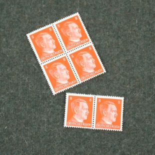 WW2 8 Reichspfennig Value Hitler Postal Stamps x 6 Original