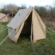 British Officers 6x6 ft 2 man Tan Tent, complete with wood Poles, guy ropes & wooden Pegs