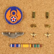 USAAF Officer badge set for A class uniform. 2nd Lieutenant