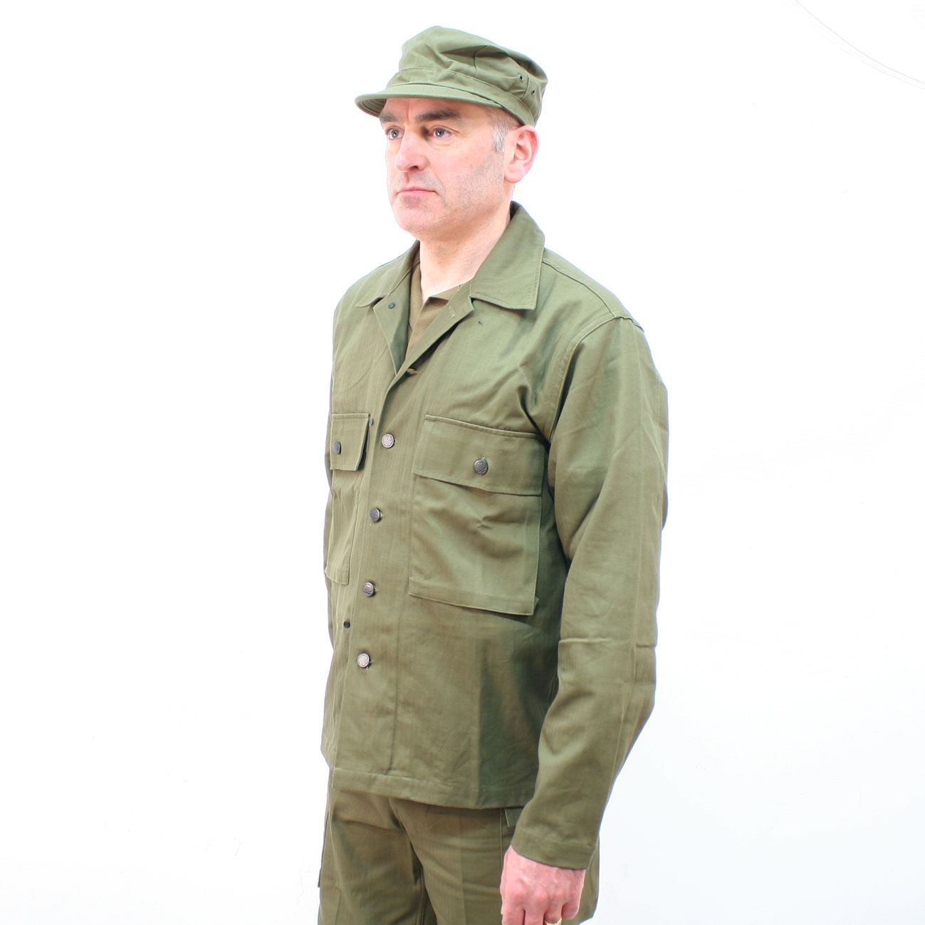 WWII WW2 US MILITARY ARMY GREEN HBT FIELD SHIRT COAT TACTICAL JACKET 